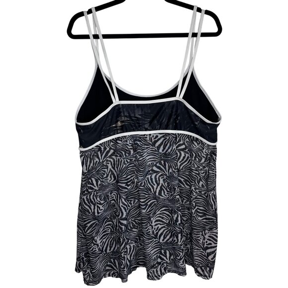 Womens Mixed Print Sheer Zebra Print Tankini Size 2X‎ Vacationcore Beach Summer - Picture 5 of 8